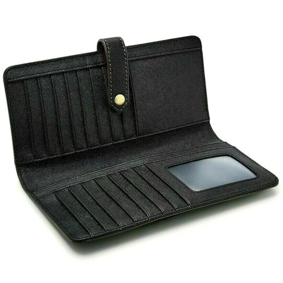 New Fossil Myra Tab Clutch Leather wallet Black - Picture 2 of 2